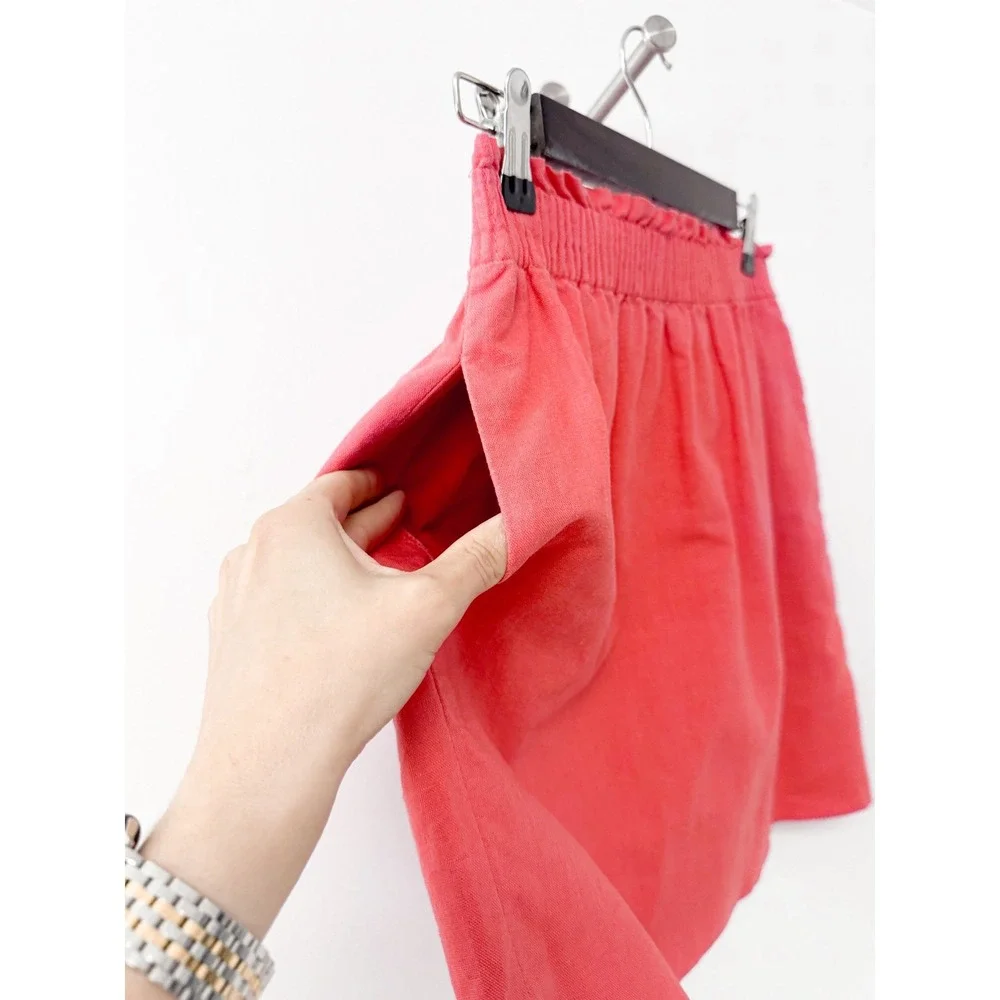 J.Crew Coral Pink Linen Cotton Paperbag Waist Mini Skirt 41575 Womens‎ 2